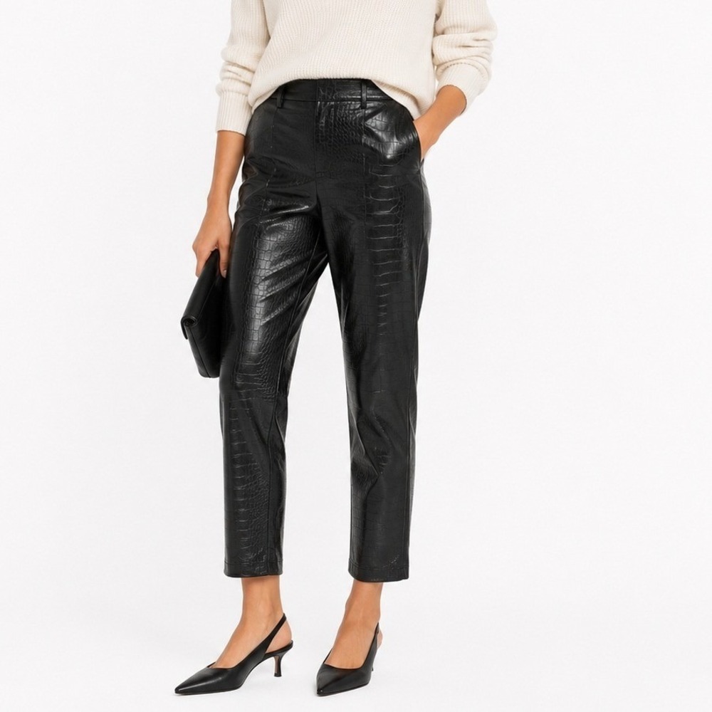 NWT A New Day Croc Embossed Faux Leather Straight Leg Pants Black Edgy Size 16